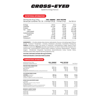 CROSS EYED - EXTREME STIMULANT + ENGLISH WALNUT PRE WORKOUT BY ZUMBIE LAB