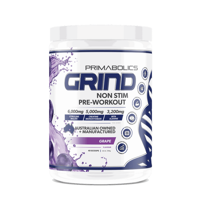 GRIND NON-STIM PRE WORKOUT - CAFFEINE FREE - Anywhey Supplement Store
