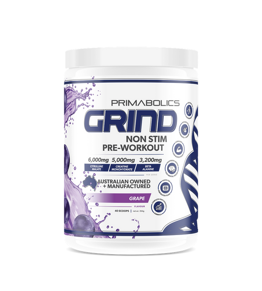 GRIND NON-STIM PRE WORKOUT - CAFFEINE FREE - Anywhey Supplement Store