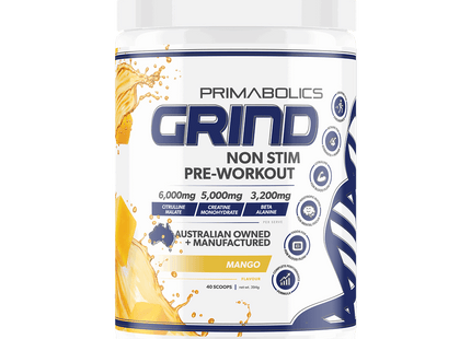 GRIND NON-STIM PRE WORKOUT - CAFFEINE FREE - Anywhey Supplement Store